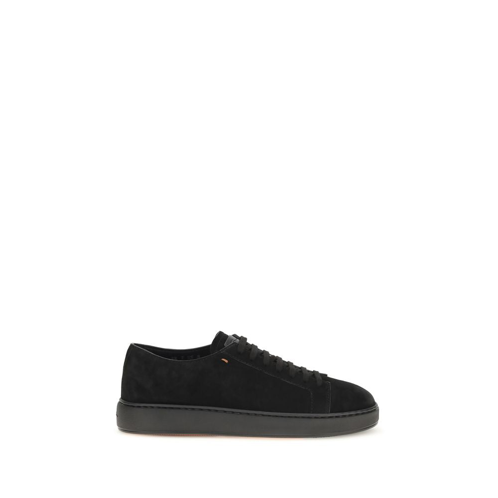 Santoni Black Calf Leather Bos Taurus Low Top Sneakers | Regal Royce
