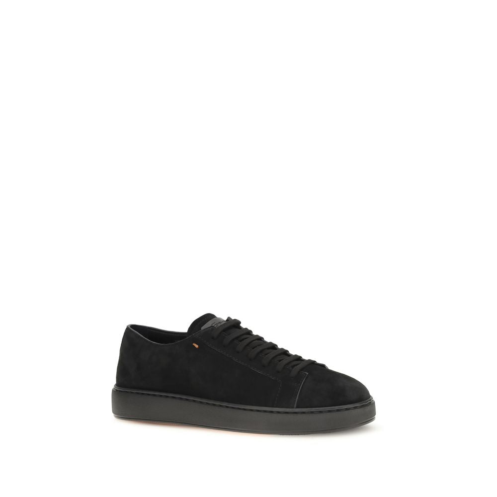 Santoni Black Calf Leather Bos Taurus Low Top Sneakers | Regal Royce