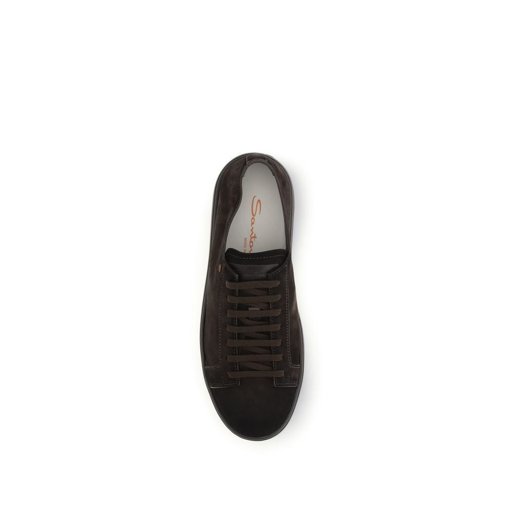 Santoni Brown Calf Leather Bos Taurus Sneakers | Regal Royce