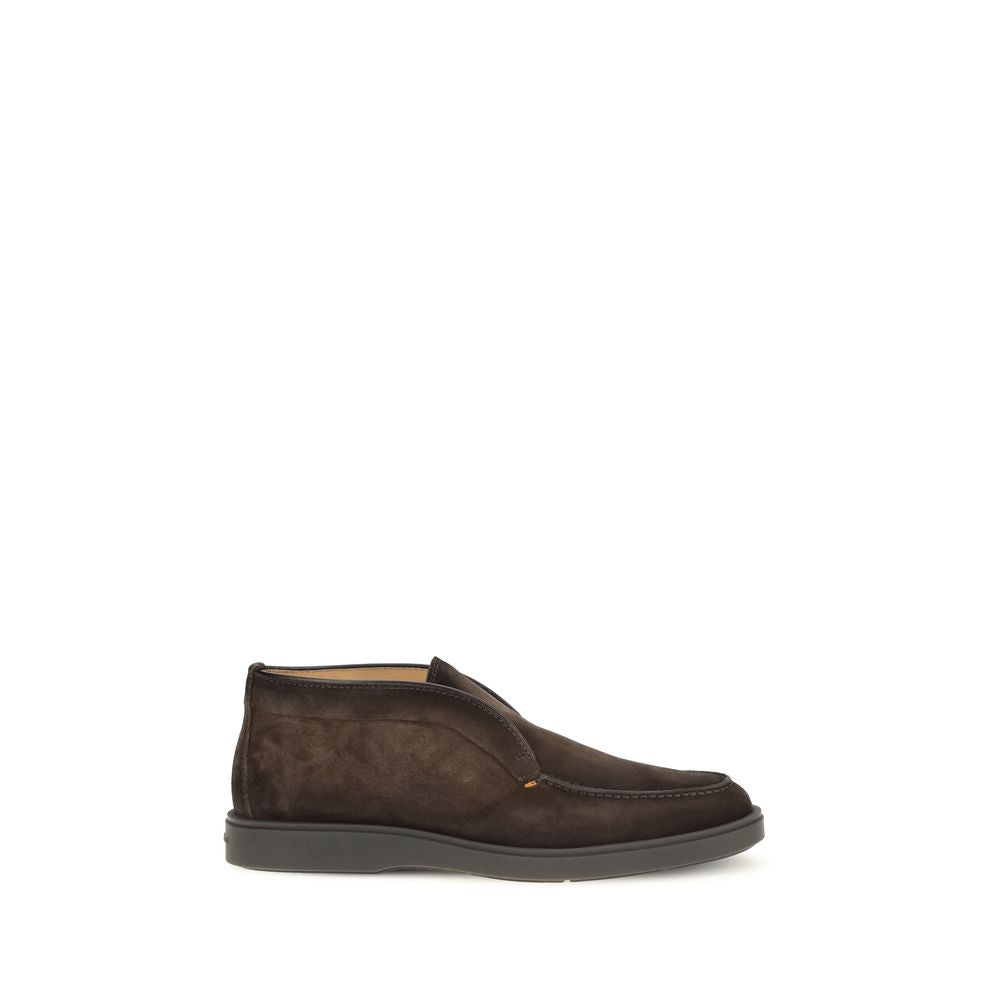 Santoni Brown Calf Leather Bos Taurus Ankle Boots | Regal Royce
