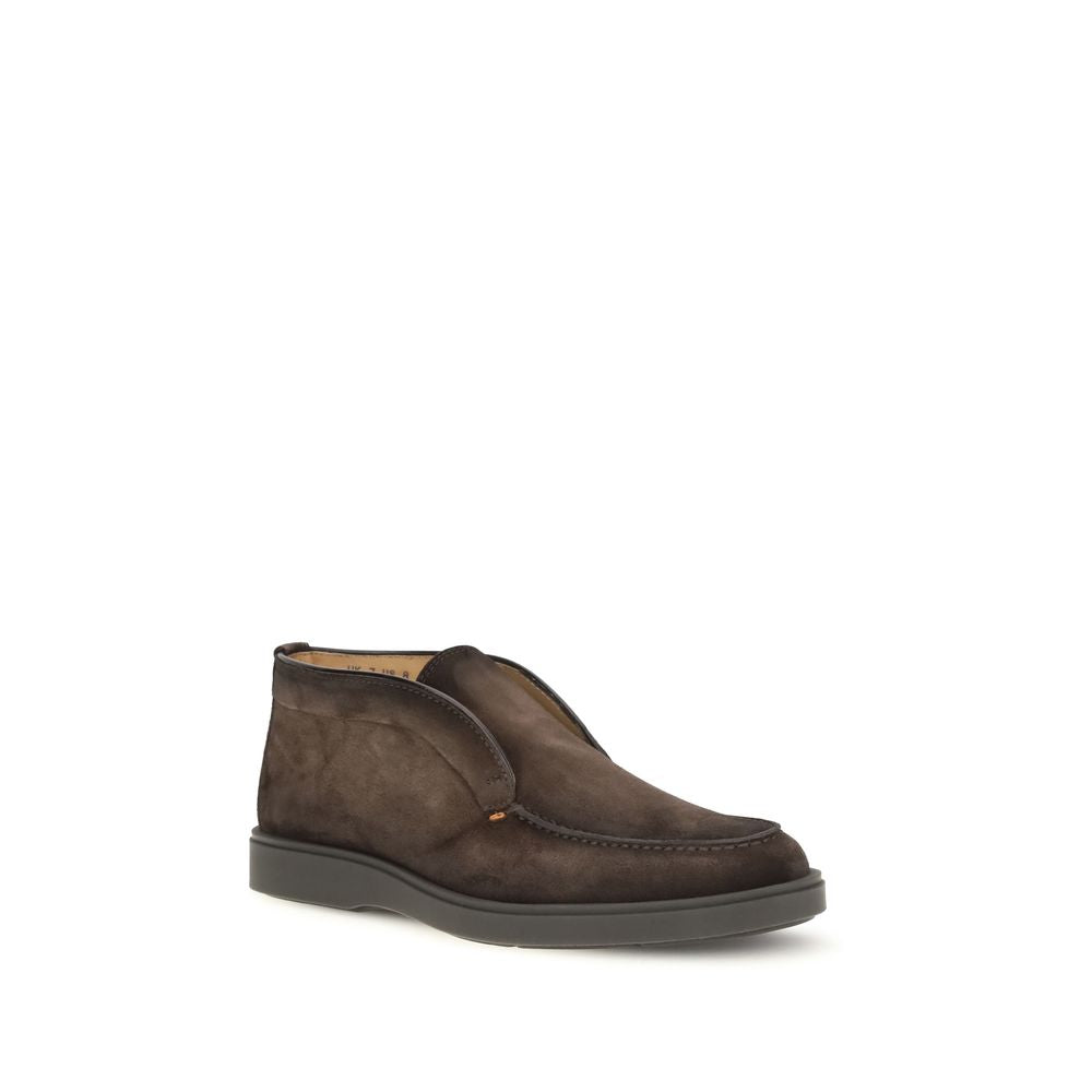 Santoni Brown Calf Leather Bos Taurus Ankle Boots | Regal Royce