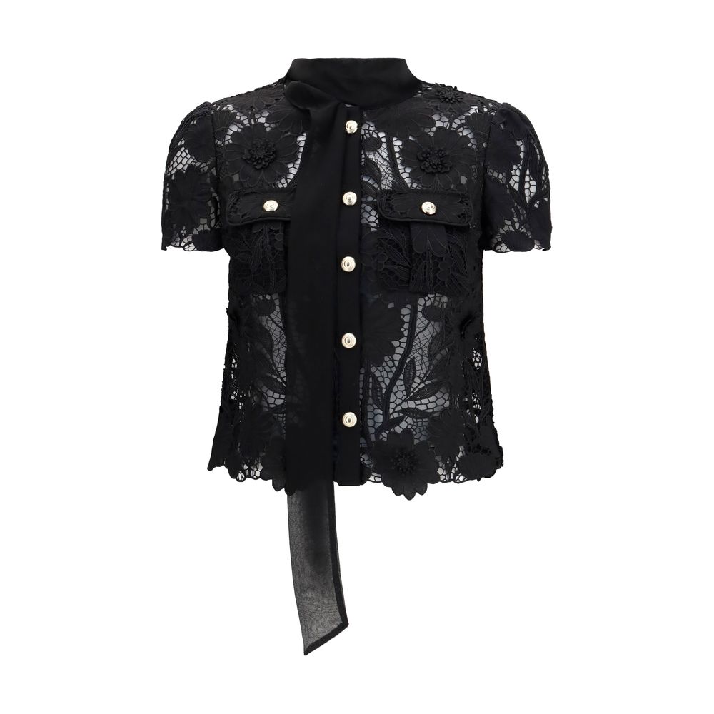 Self-Portrait Black Polyester Blouse | Regal Royce