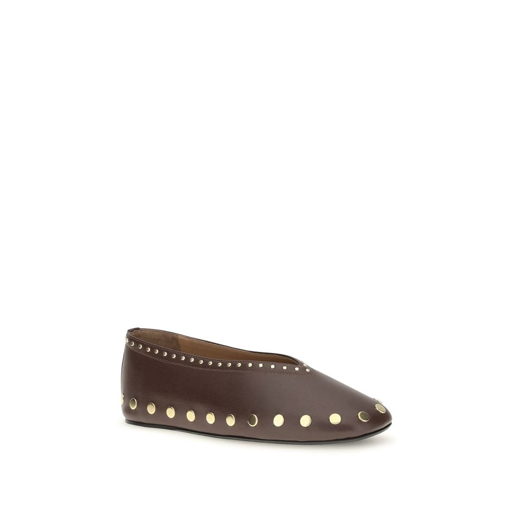 Ganni Brown Cotton Ballet Flats | Regal Royce