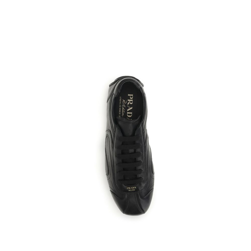 Prada Black Calf Leather Bos Taurus Low Top Sneakers | Regal Royce
