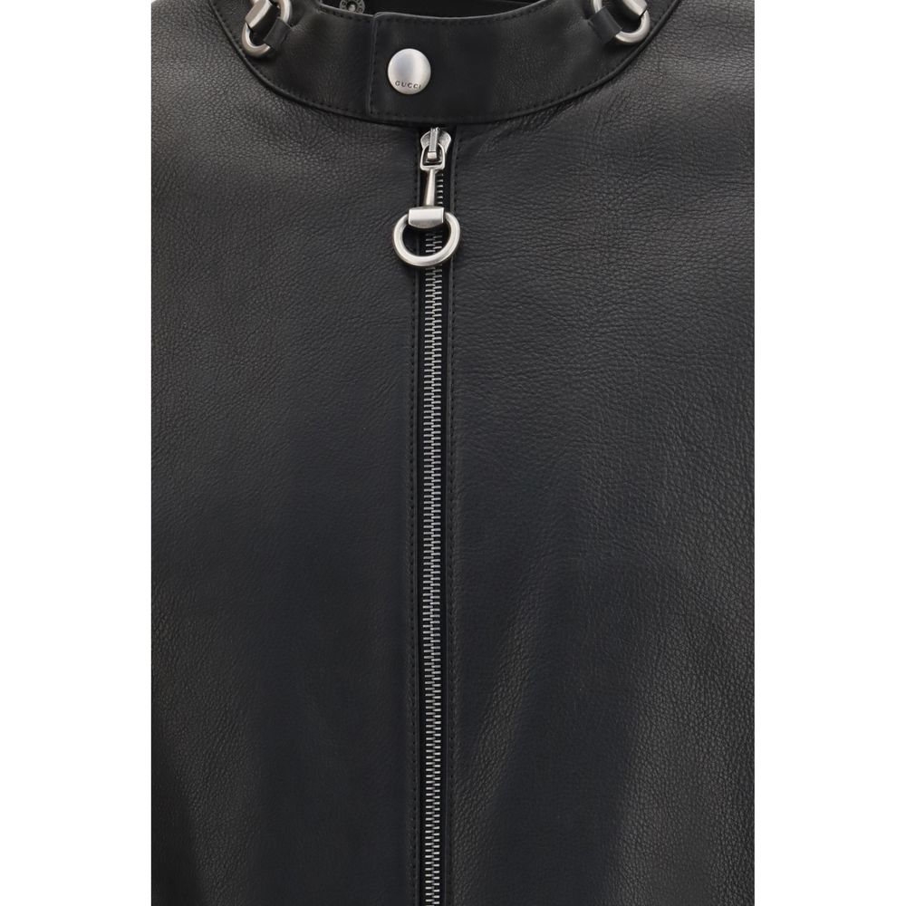 Gucci Black Calf Leather Bos Taurus Biker Jacket | Regal Royce