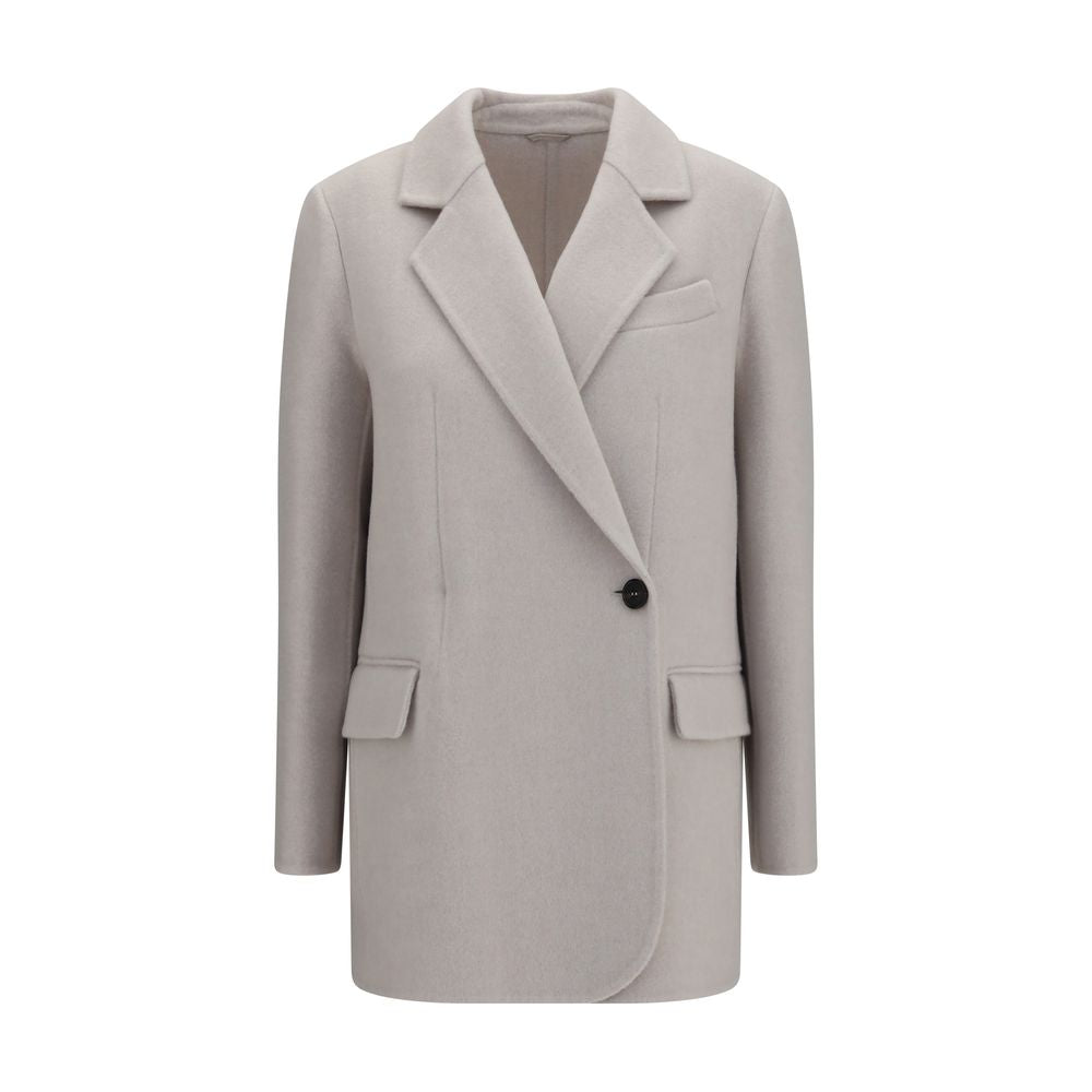 Brunello Cucinelli White Wool Oves Aries Full-Length Jacket | Regal Royce