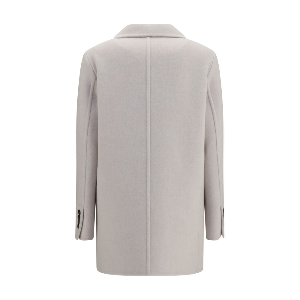 Brunello Cucinelli White Wool Oves Aries Full-Length Jacket | Regal Royce