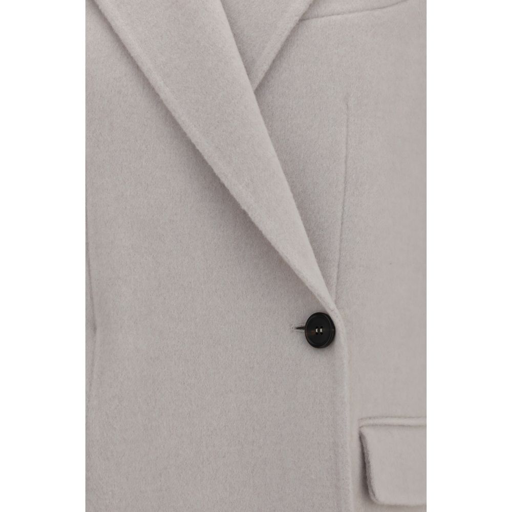 Brunello Cucinelli White Wool Oves Aries Full-Length Jacket | Regal Royce