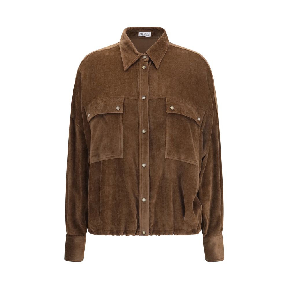 Brunello Cucinelli Brown Viscose Pattern Shirt | Regal Royce