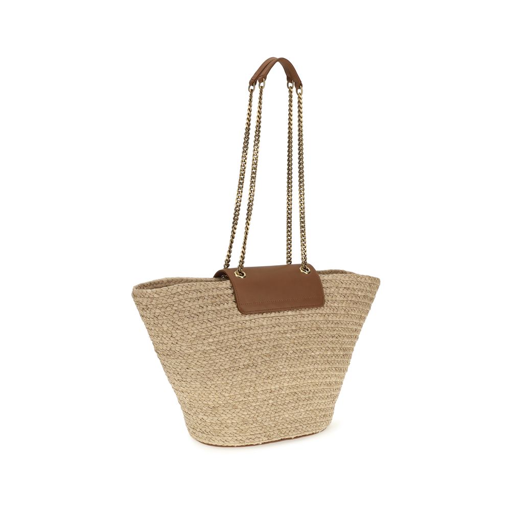 Saint Laurent Beige Raffia Shoulder Bag | Regal Royce