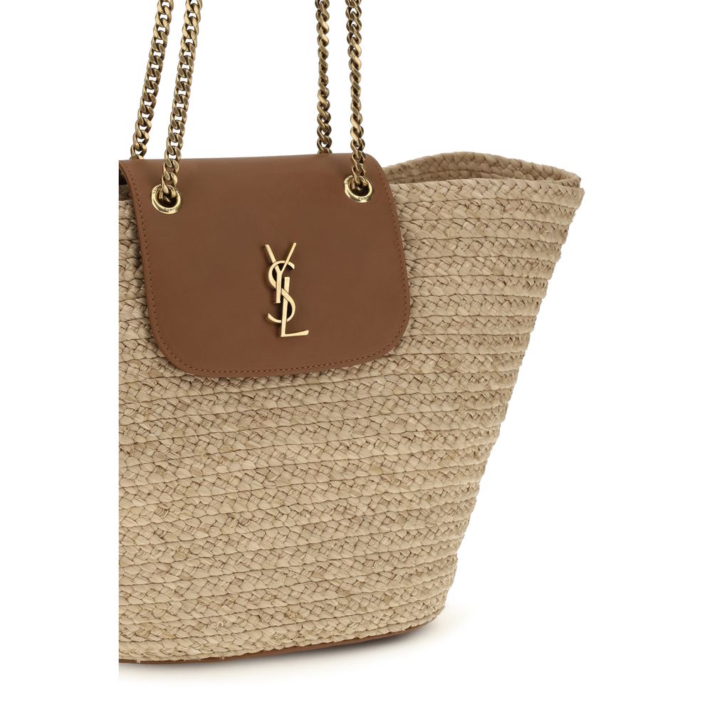 Saint Laurent Beige Raffia Shoulder Bag | Regal Royce