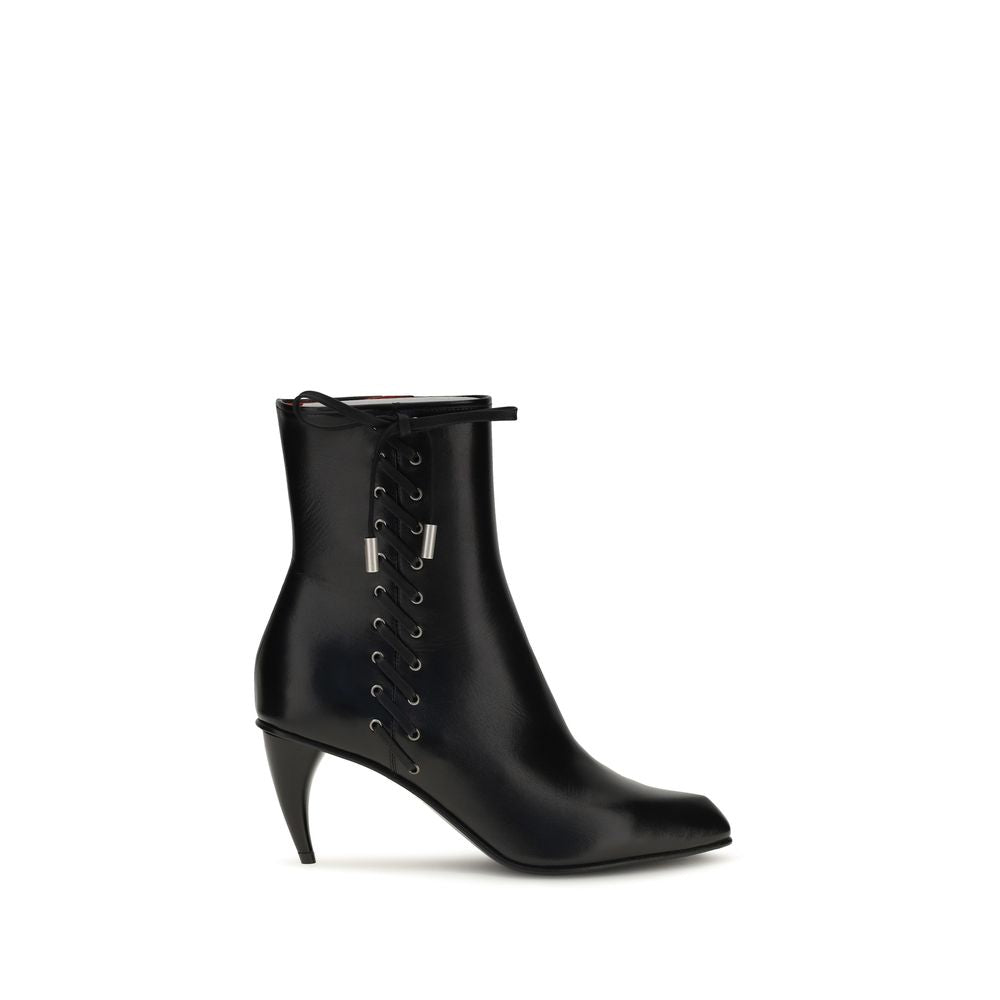 Alexander McQueen Black Calf Leather Bos Taurus Lace-Up Boots | Regal Royce