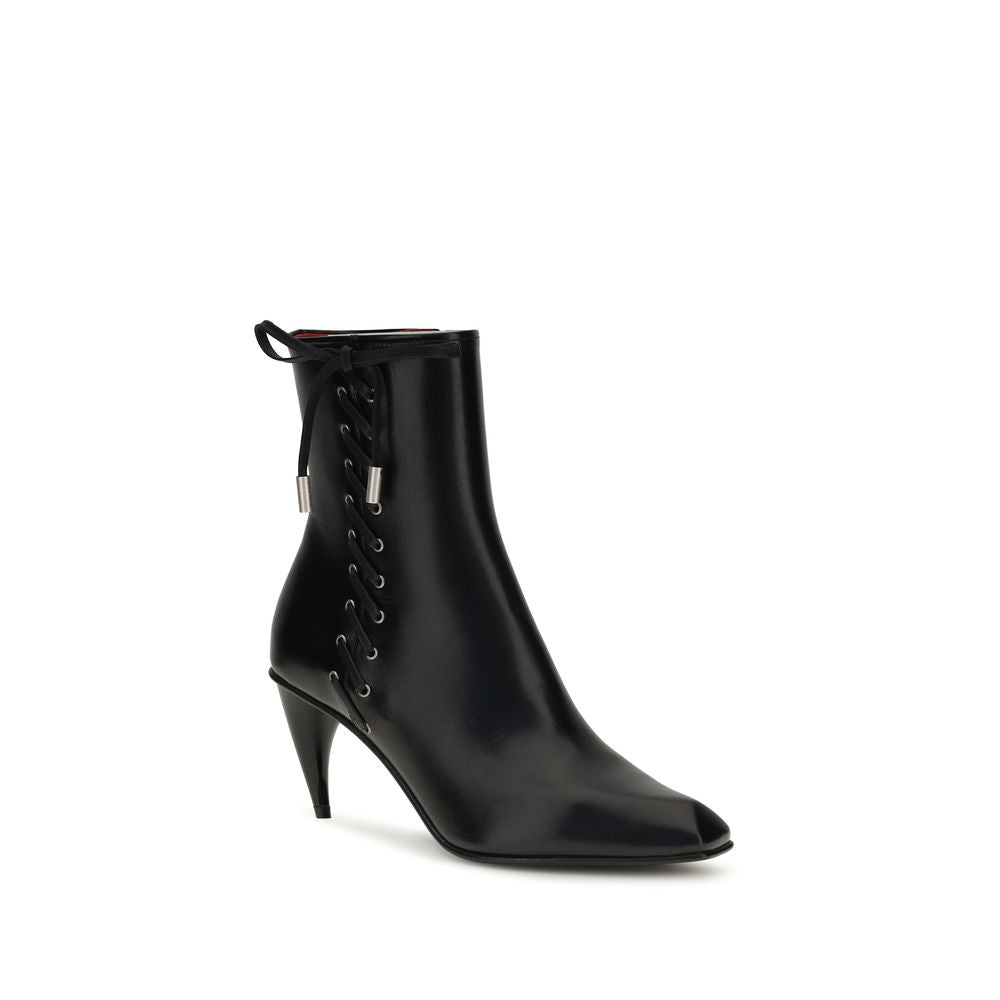 Alexander McQueen Black Calf Leather Bos Taurus Lace-Up Boots | Regal Royce