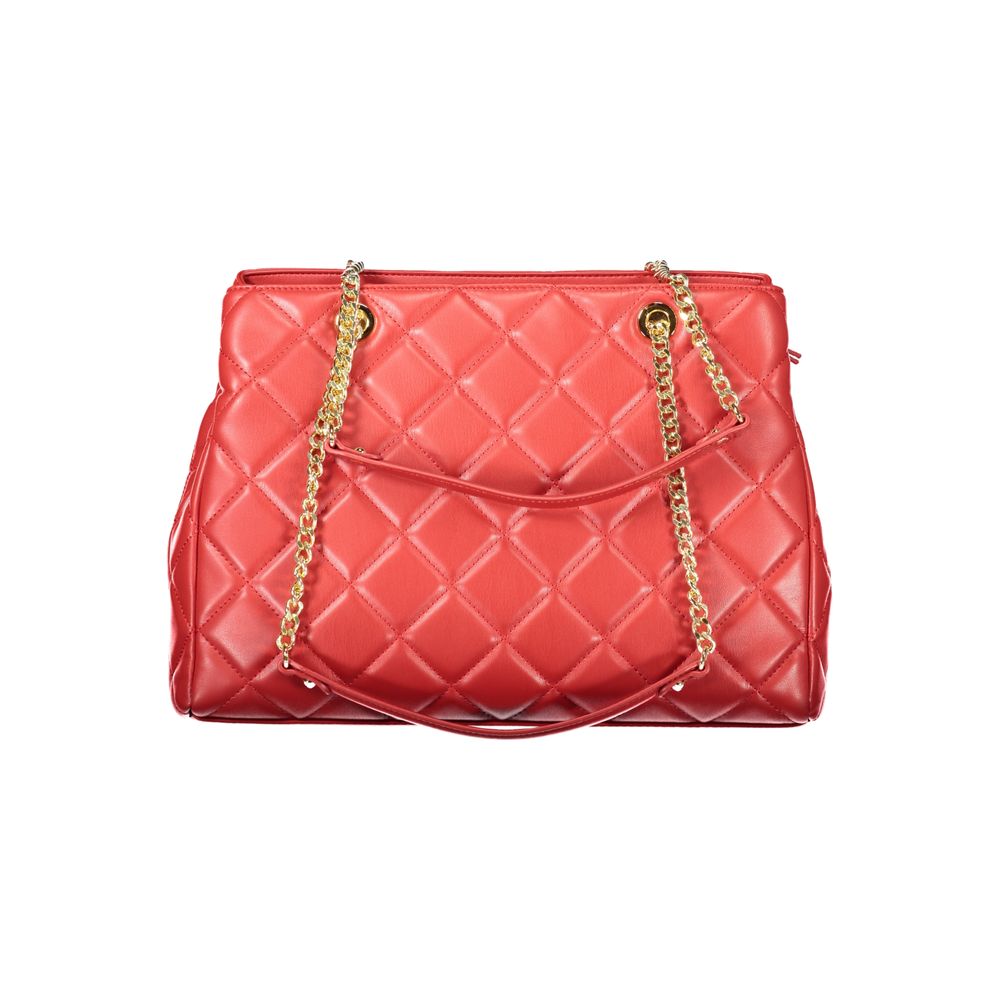 Mario Valentino Rosso Polyurethane Women's Bag with Chain and Zip Closure | Regal Royce