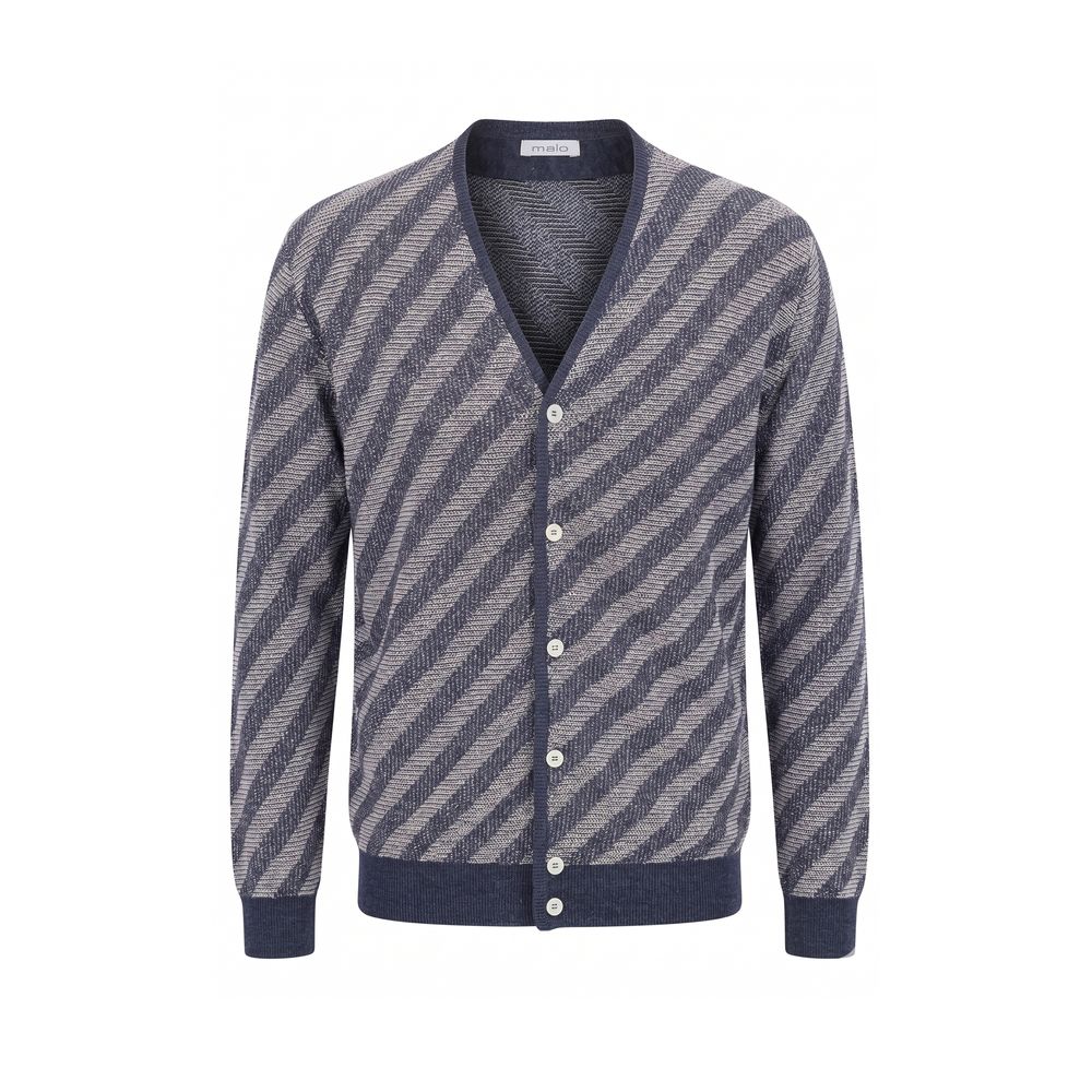 Malo Blue Linen Men Cardigan | Regal Royce