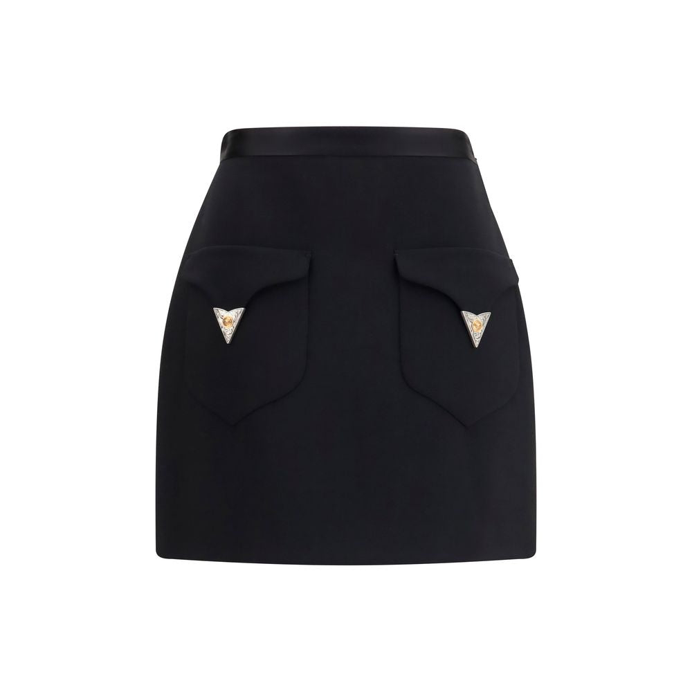 Versace Black Wool Oves Aries Mini Skirt | Regal Royce