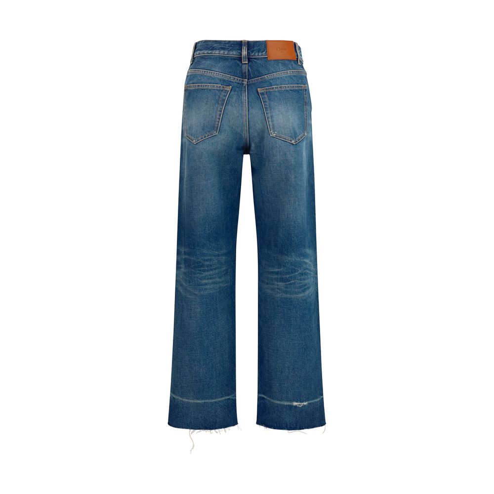 Chloé Blue Cotton Bootcut Jeans | Regal Royce