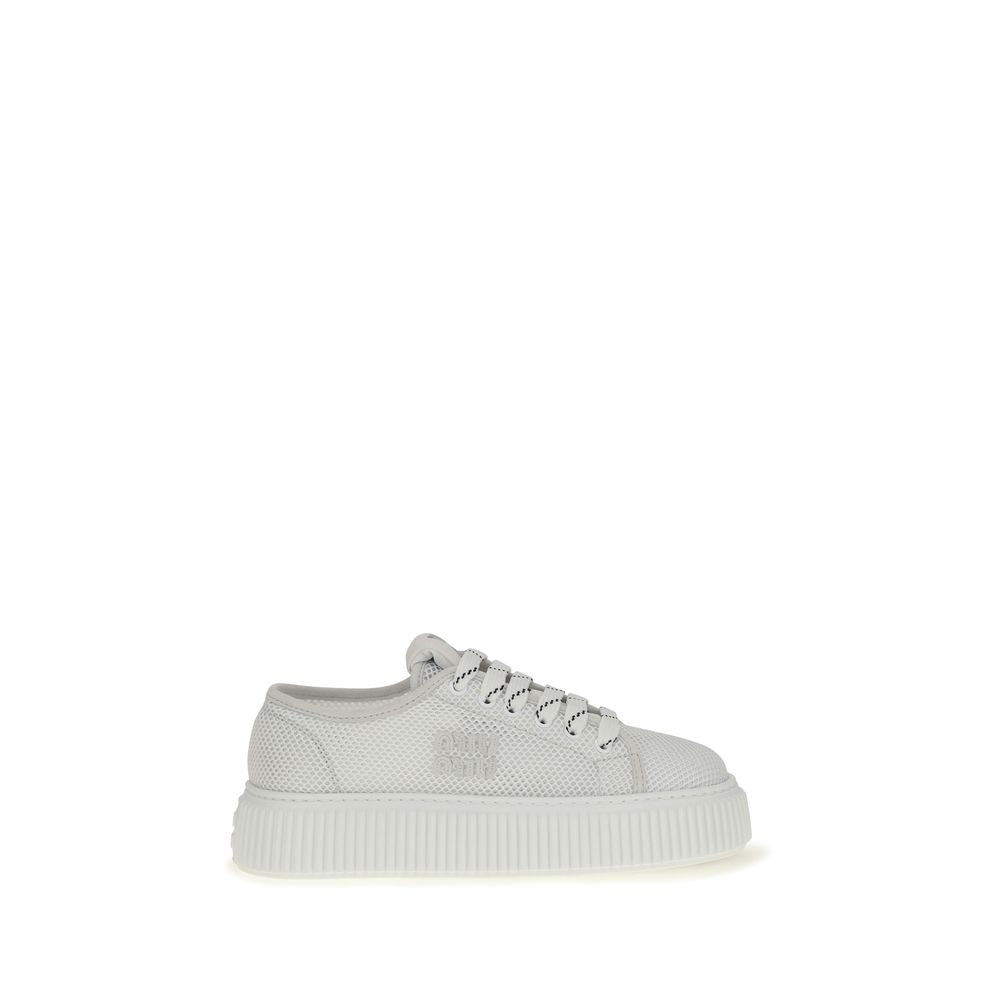 Miu Miu White Polyamide Platform Sneakers | Regal Royce