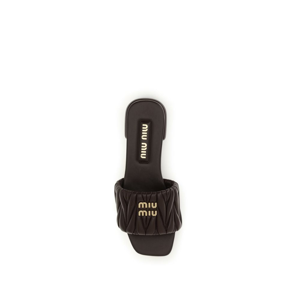 Miu Miu Brown Calf Leather Bos Taurus Flat Sandals | Regal Royce