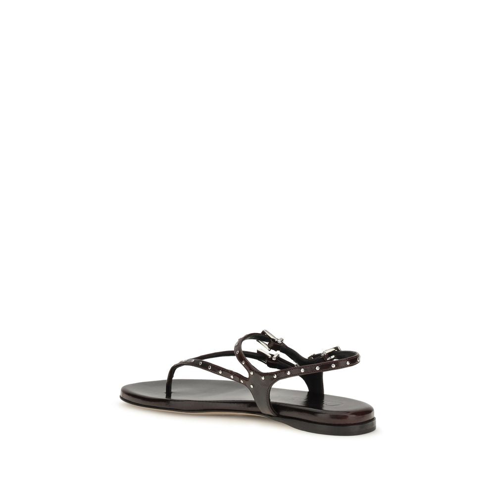 Chloé Black Calf Leather Bos Taurus Flat Sandals | Regal Royce
