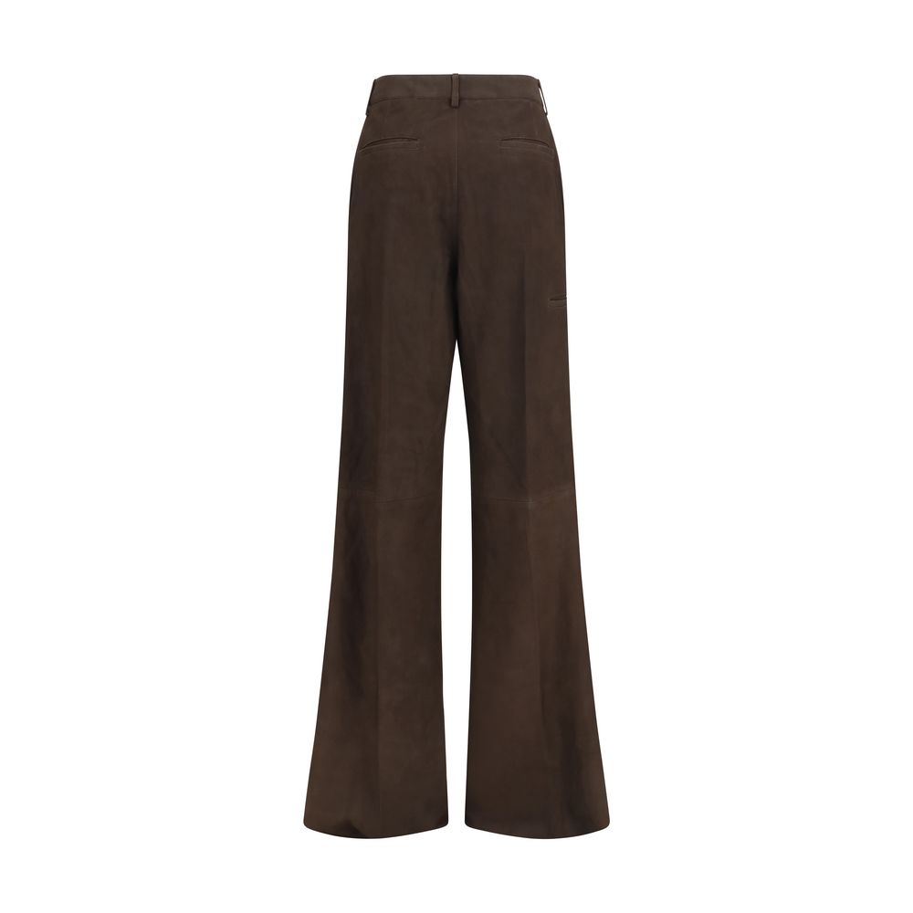 Rick Owens Brown Calf Leather Bos Taurus Casual Pants | Regal Royce
