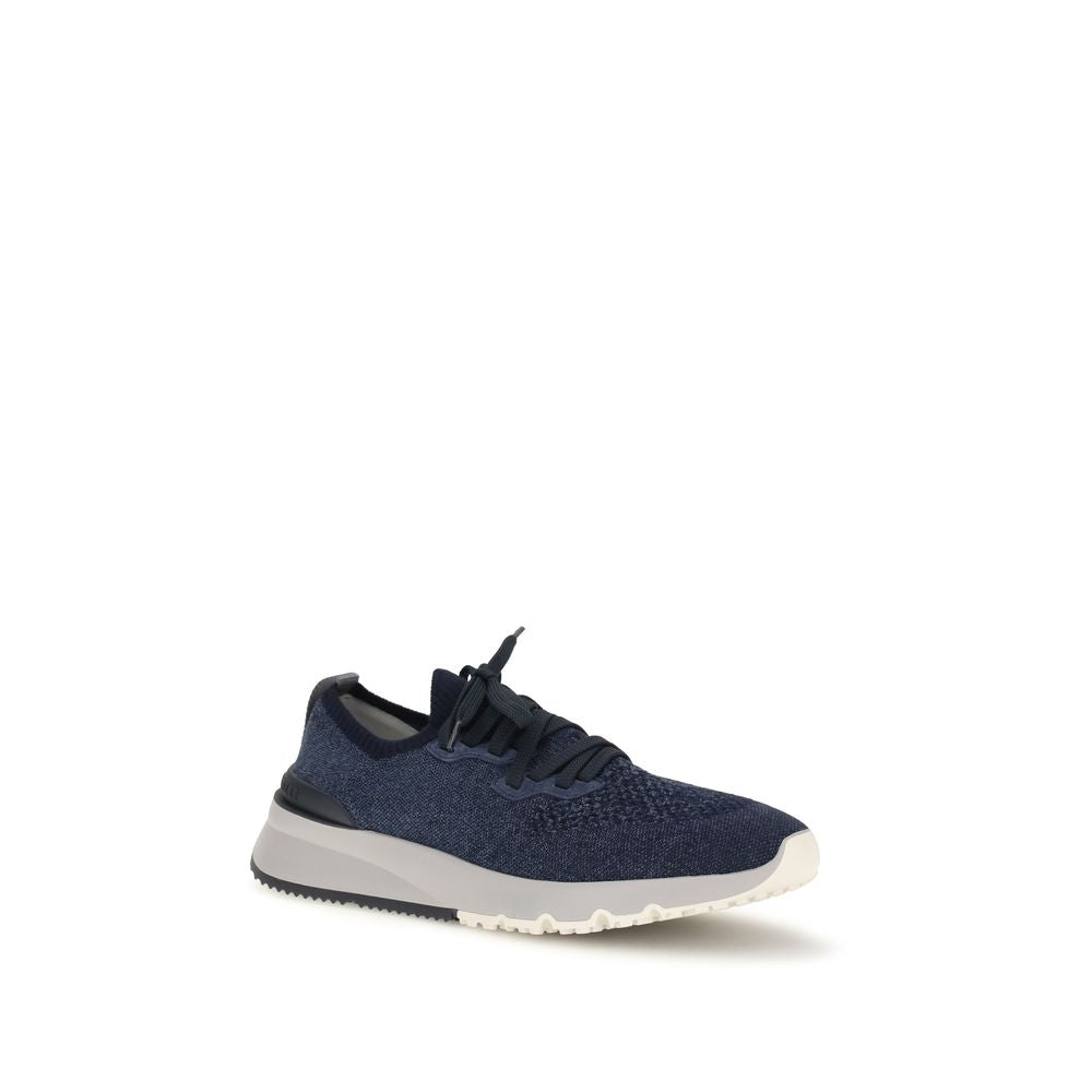 Brunello Cucinelli Blue Cotton Athletic Sneakers | Regal Royce