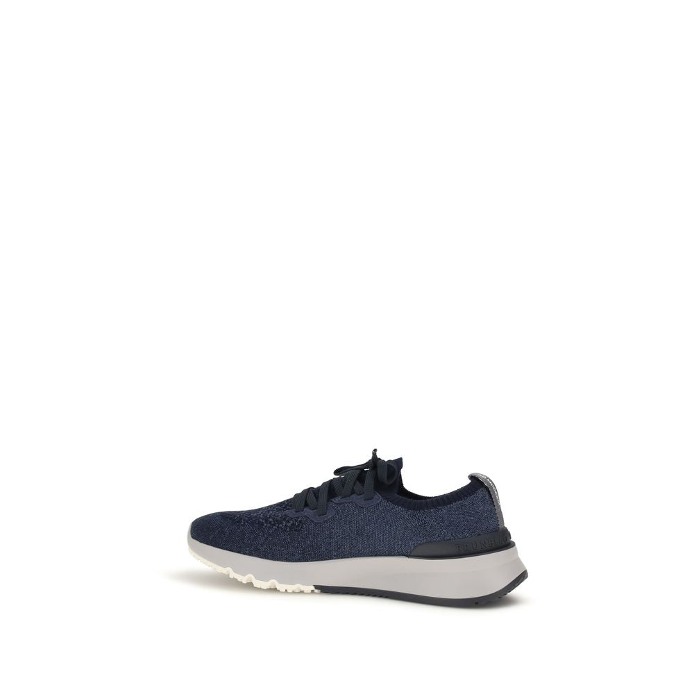 Brunello Cucinelli Blue Cotton Athletic Sneakers | Regal Royce