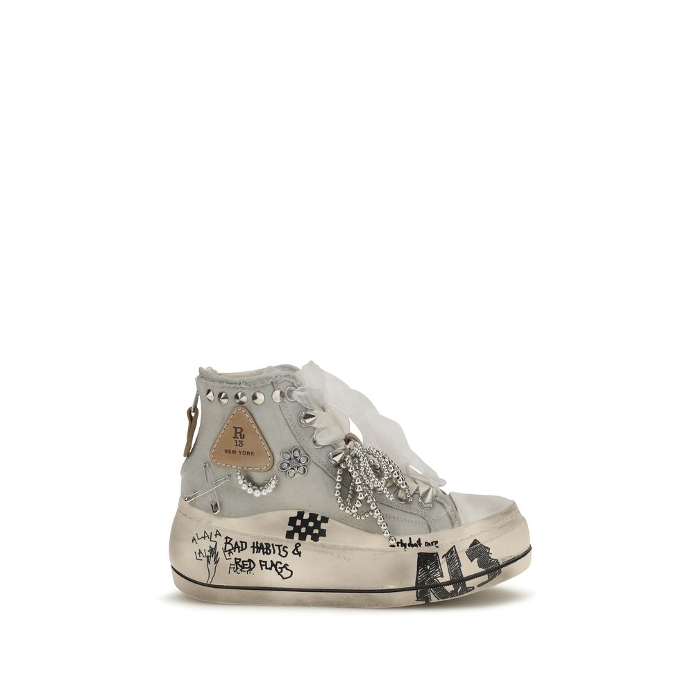 R13 White Cotton High Top Sneakers | Regal Royce