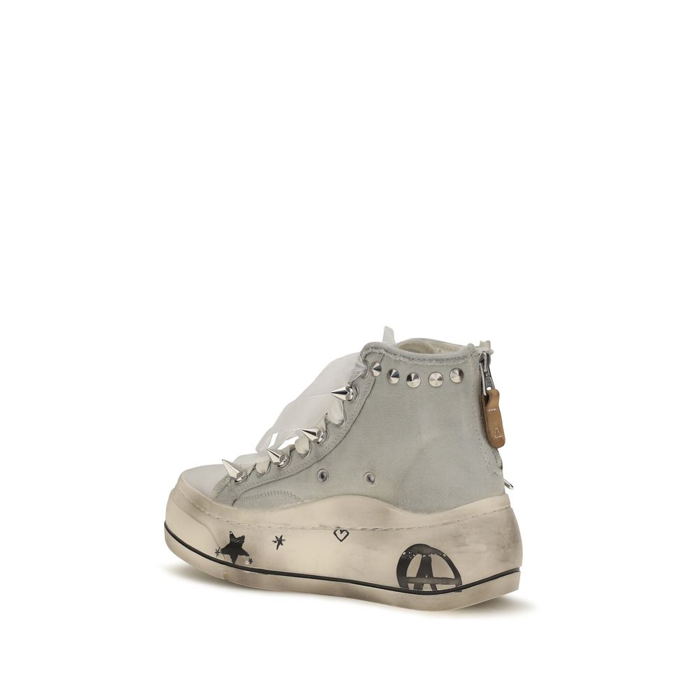 R13 White Cotton High Top Sneakers | Regal Royce