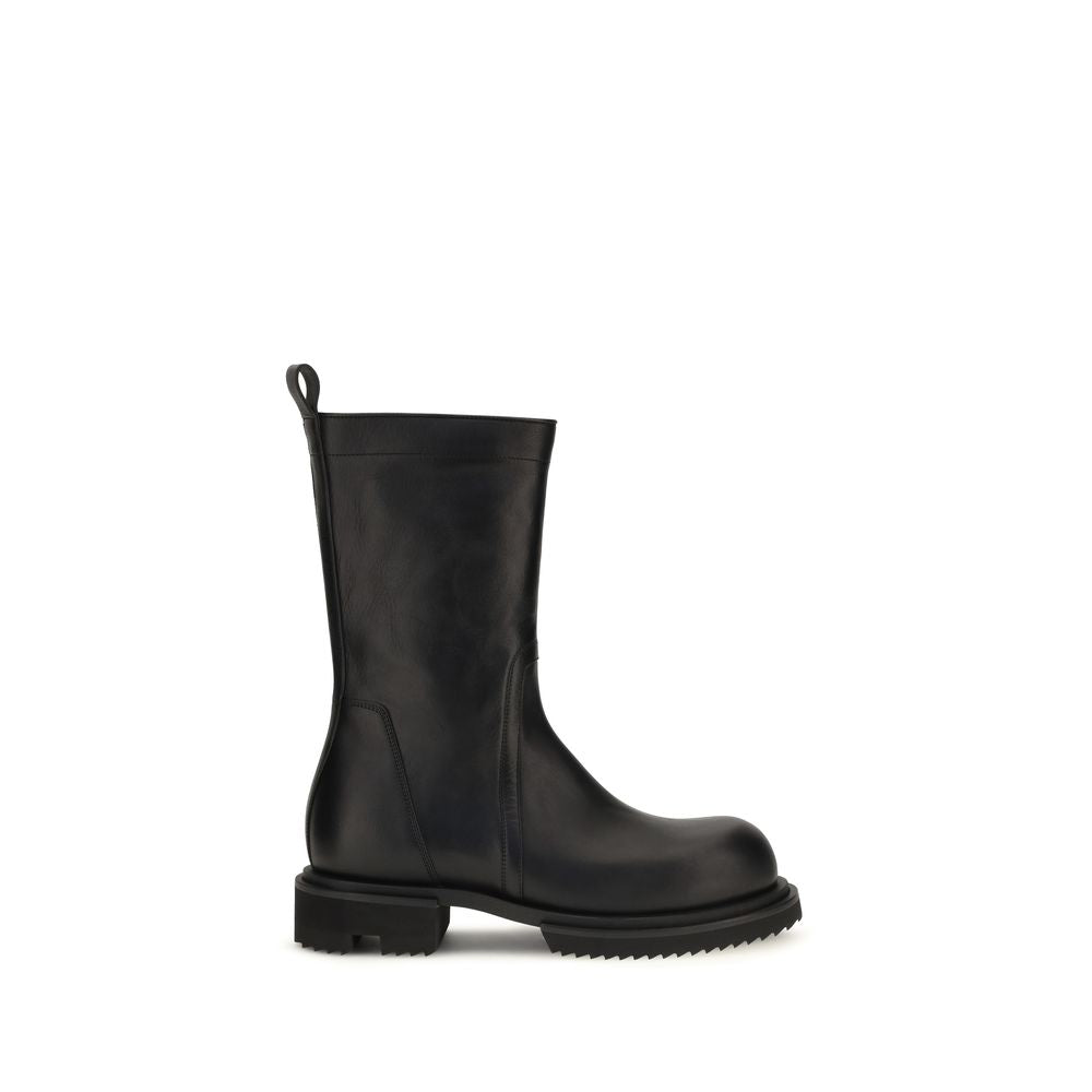 Rick Owens Black Calf Leather Bos Taurus Flat Boots | Regal Royce