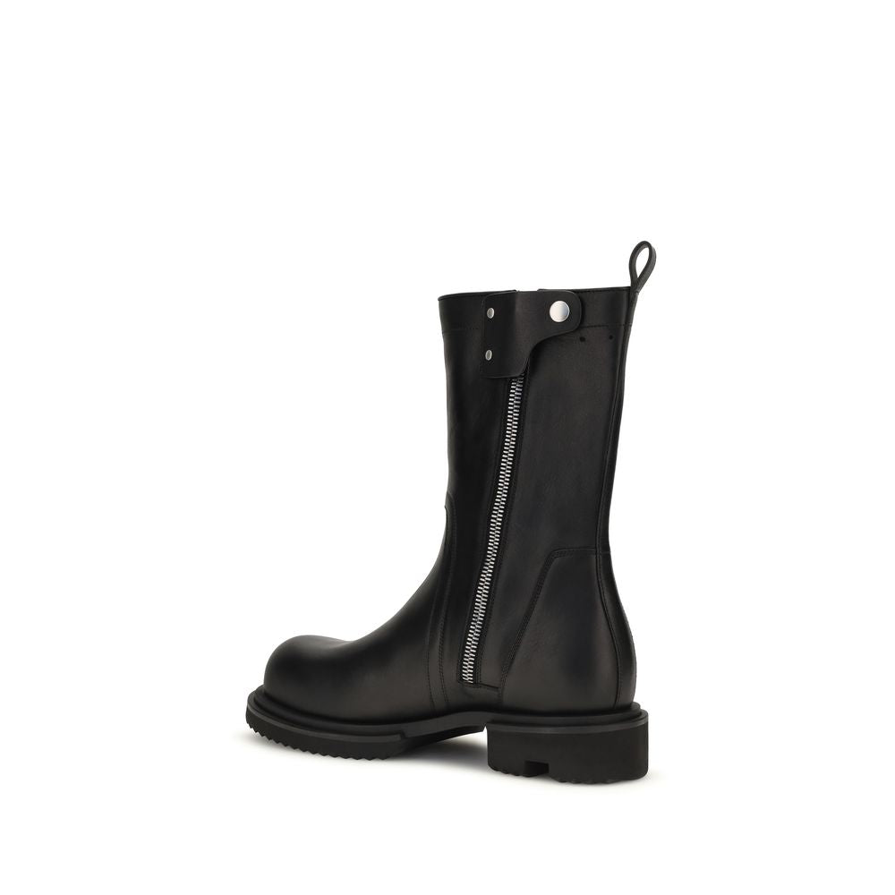 Rick Owens Black Calf Leather Bos Taurus Flat Boots | Regal Royce
