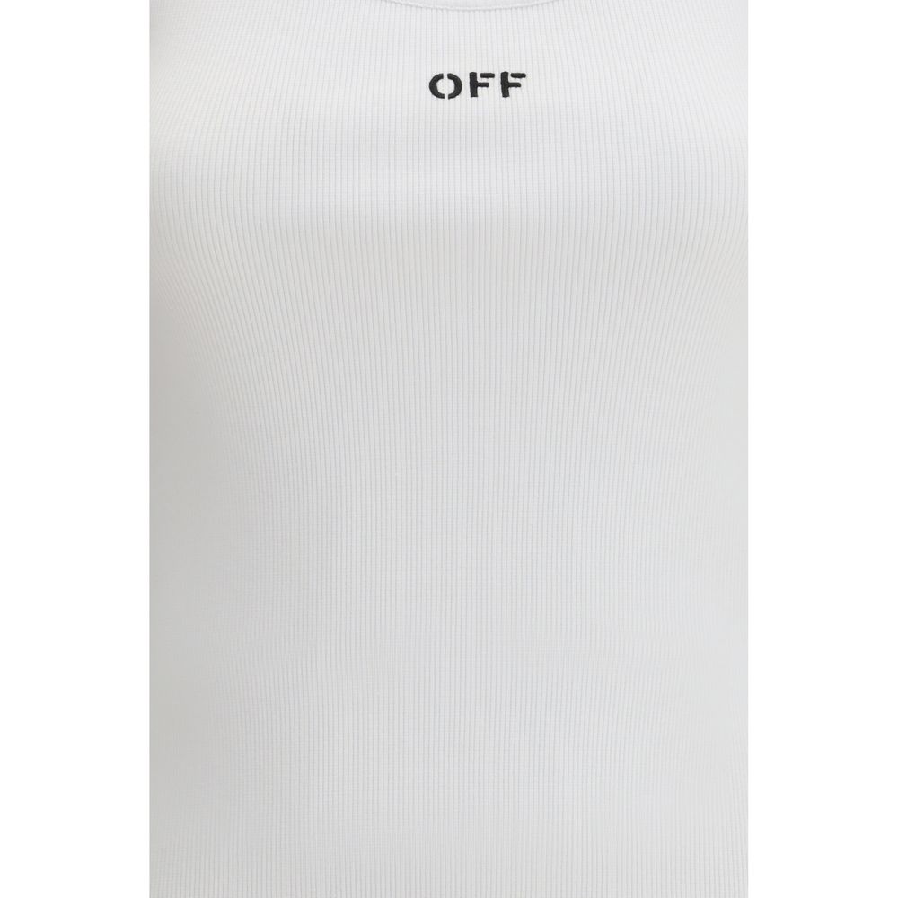 Off-White White Cotton Sleeveles T-Shirt | Regal Royce