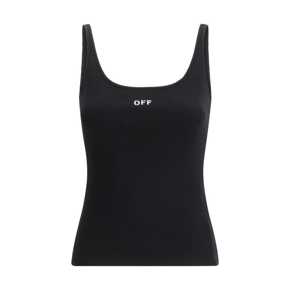 Off-White Black Cotton Sleeveles T-Shirt | Regal Royce