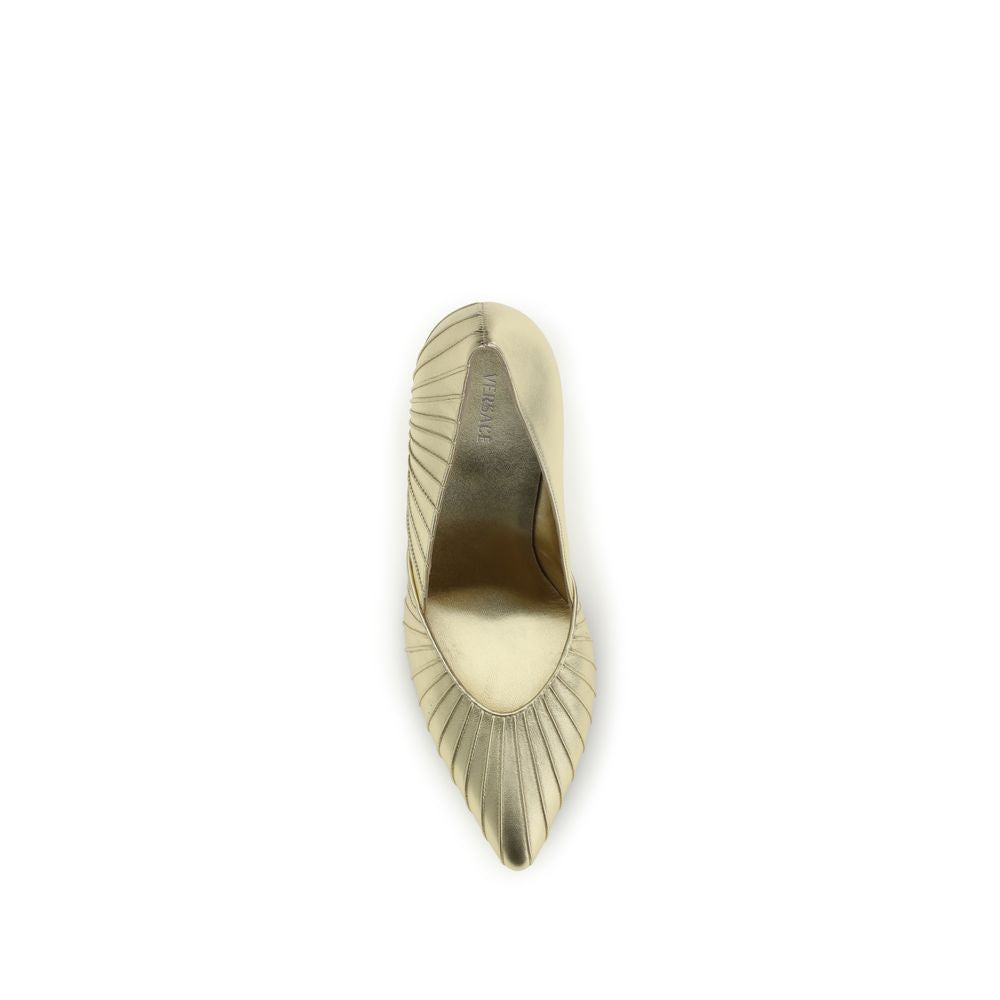 Versace Gold Calf Leather Bos Taurus High Heel Pumps | Regal Royce