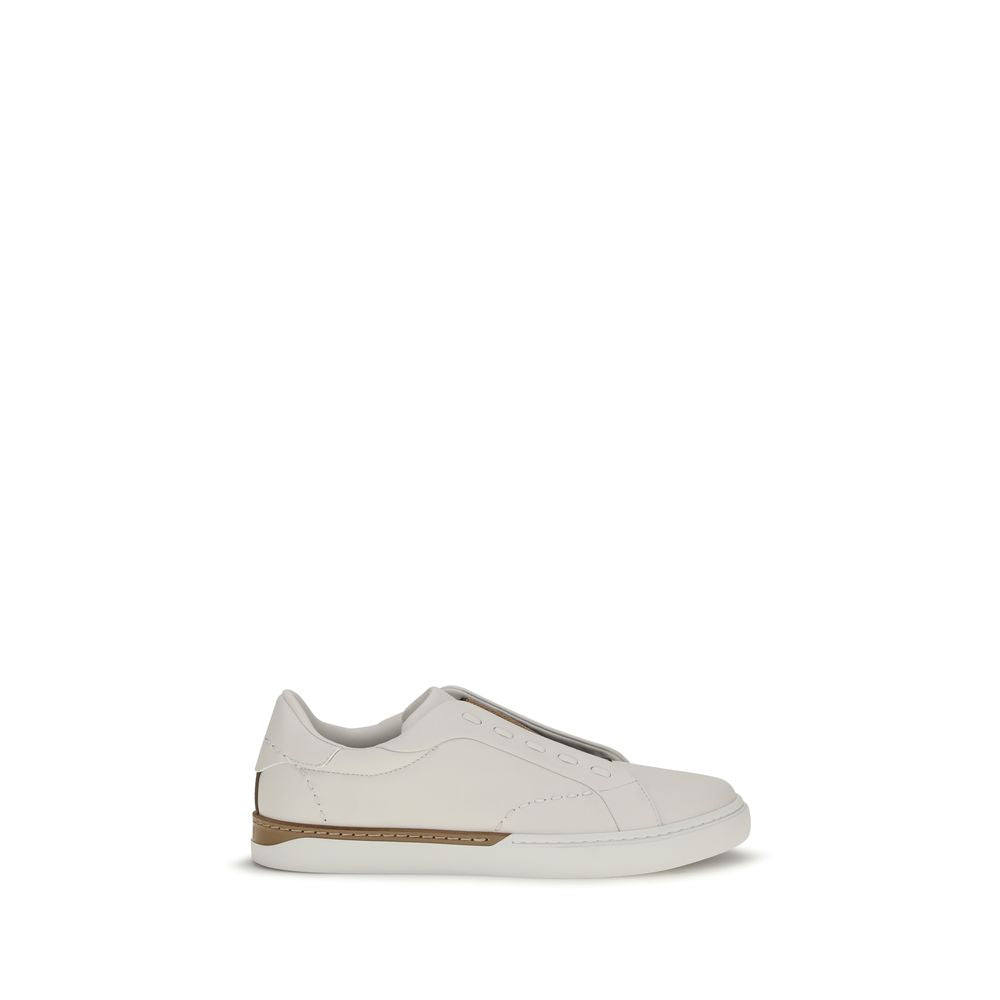 Fendi White Calf Leather Bos Taurus Low Top Sneakers | Regal Royce