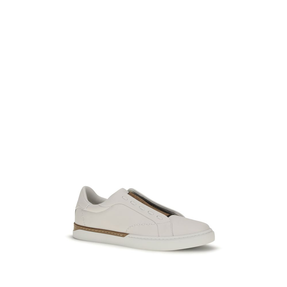 Fendi White Calf Leather Bos Taurus Low Top Sneakers | Regal Royce