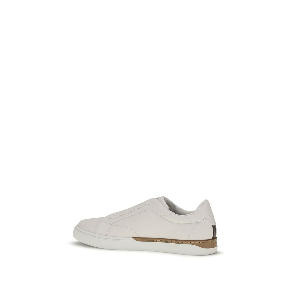Fendi White Calf Leather Bos Taurus Low Top Sneakers | Regal Royce