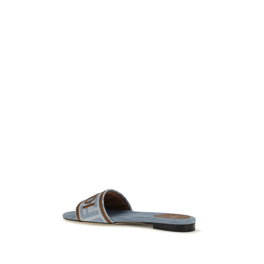 Fendi Blue Cotton Flat Sandals | Regal Royce
