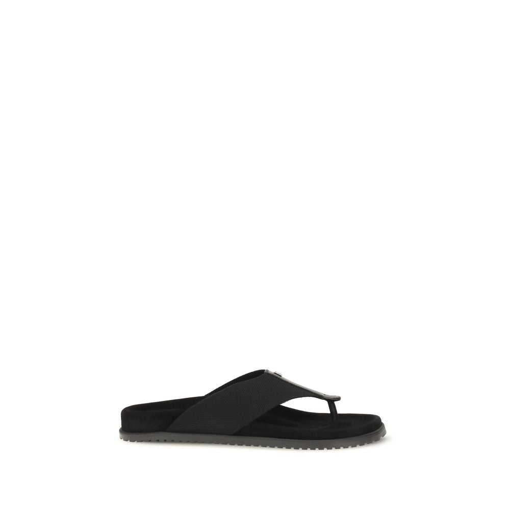 Dolce & Gabbana Black Polyester Flip-Flop Sandals | Regal Royce
