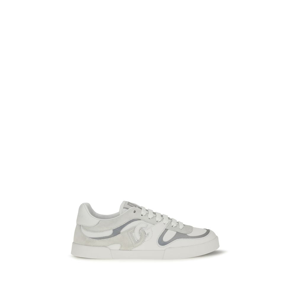 Dolce & Gabbana White Calf Leather Bos Taurus Low Top Sneakers | Regal Royce