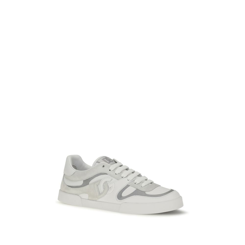 Dolce & Gabbana White Calf Leather Bos Taurus Low Top Sneakers | Regal Royce