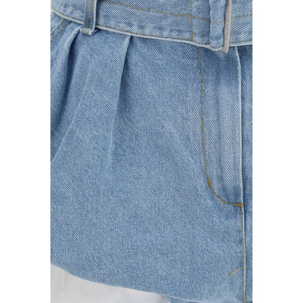Magda Butrym Blue Cotton Bermuda Shorts | Regal Royce