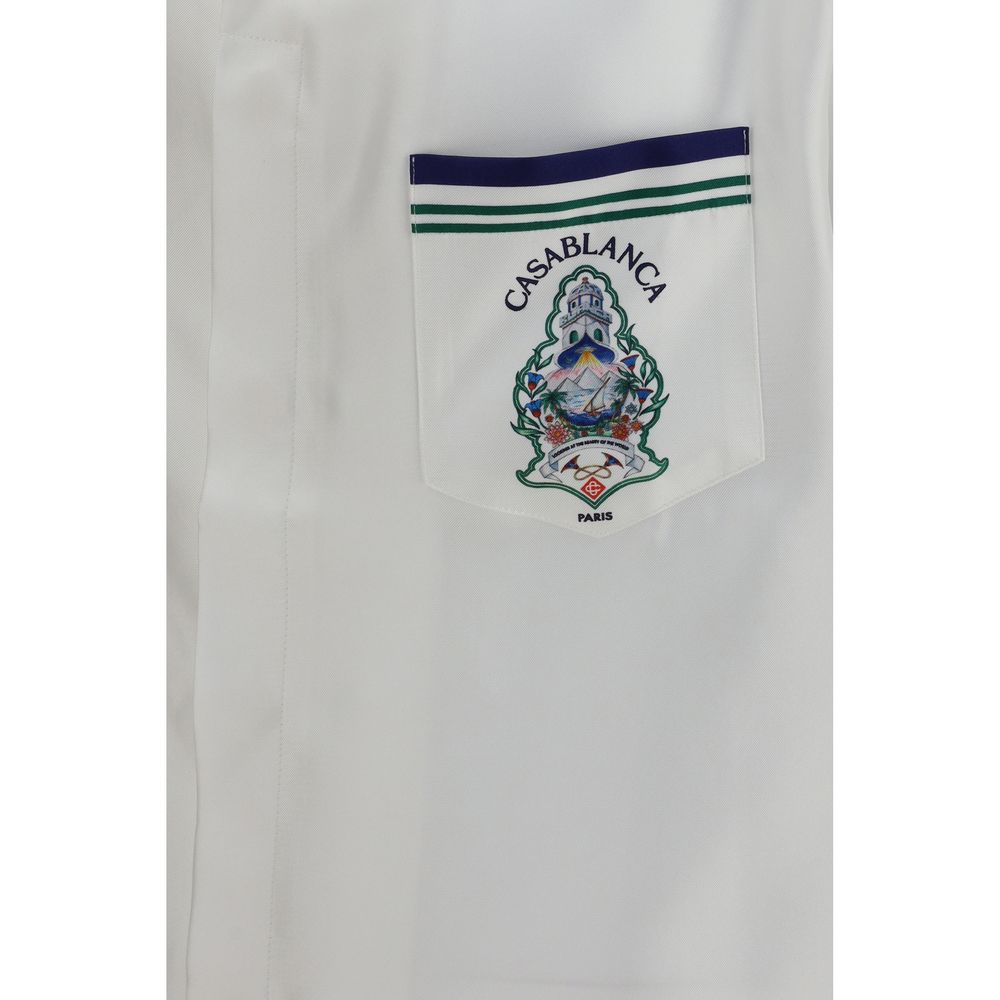 Casablanca White Silk Shortsleeve Shirt | Regal Royce