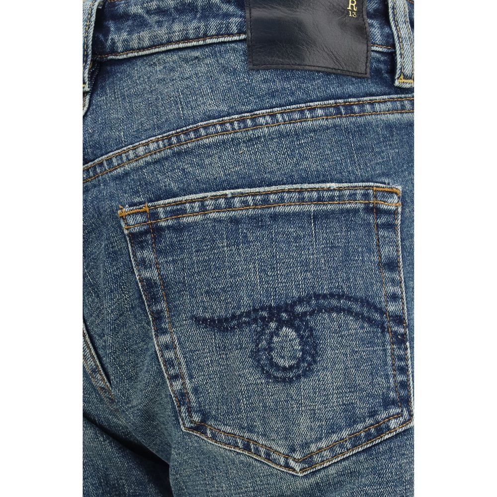 R13 Blue Cotton Flared Jeans | Regal Royce