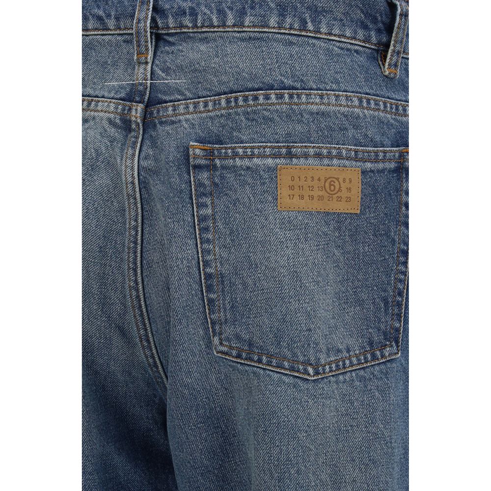 MM6 Blue Cotton Straight-Leg Jeans | Regal Royce