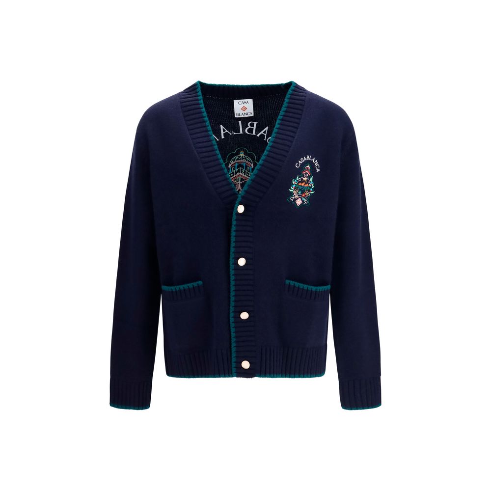 Casablanca Blue Wool Oves Aries Cardigan | Regal Royce