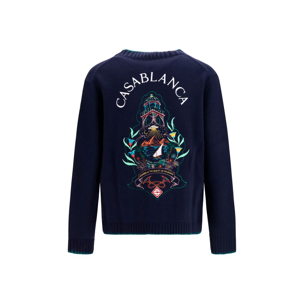 Casablanca Blue Wool Oves Aries Cardigan | Regal Royce