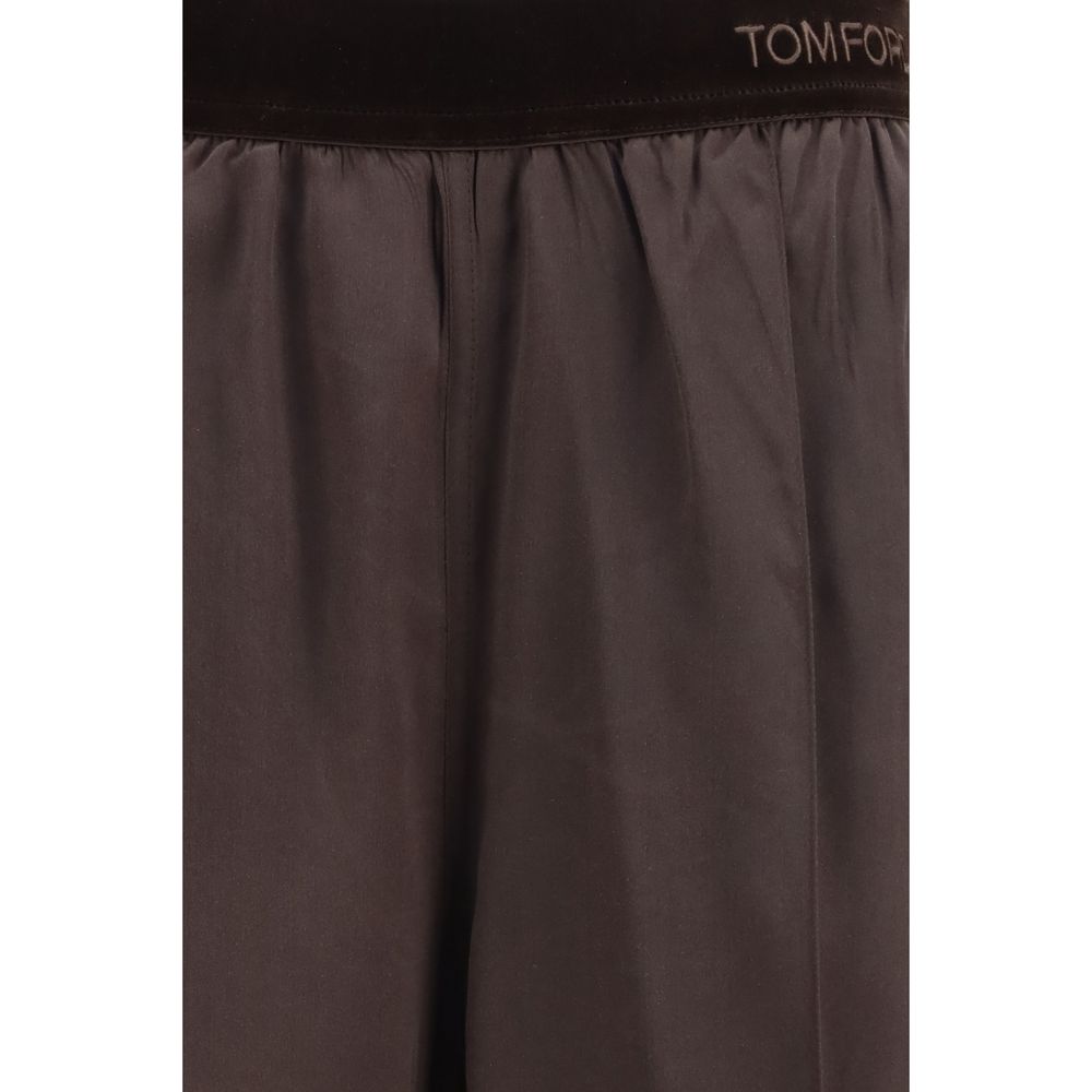 Tom Ford Brown Silk Casual Pants | Regal Royce