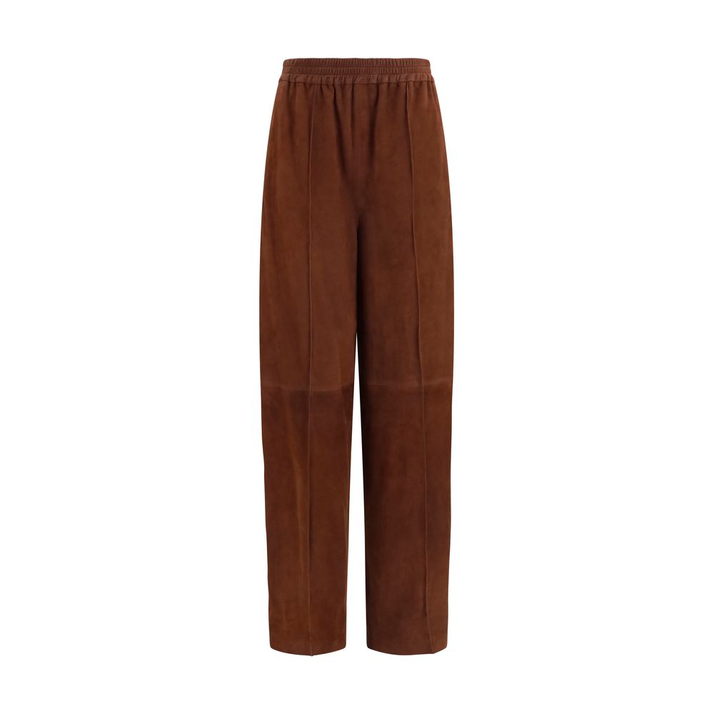 Fabiana Filippi Brown Leather Casual Pants | Regal Royce