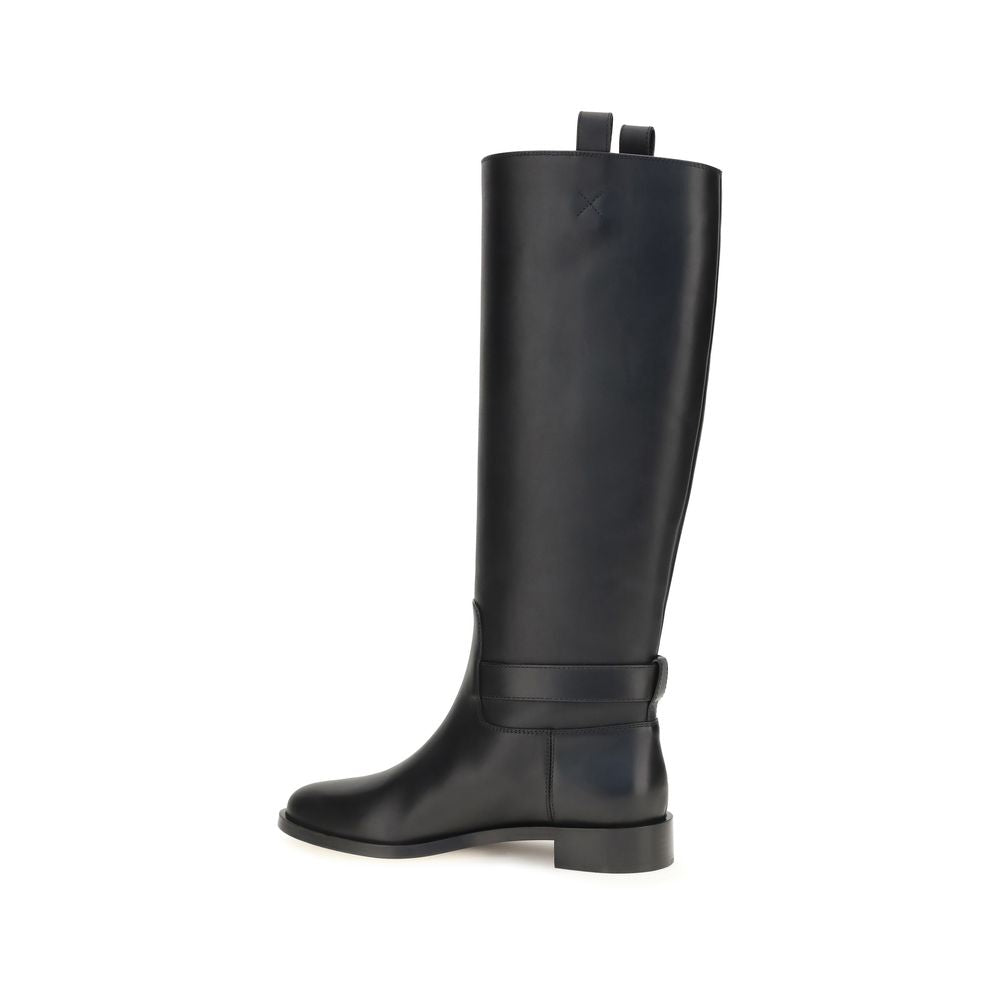 Ferragamo Black Calf Leather Bos Taurus Boots | Regal Royce